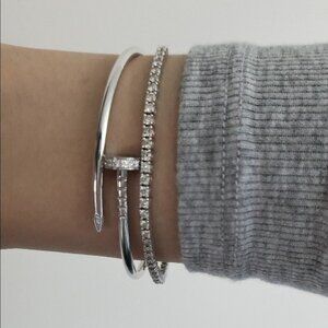 Natural Diamonds solid 14k white gold tennis bracelet 6.5 inches $2200